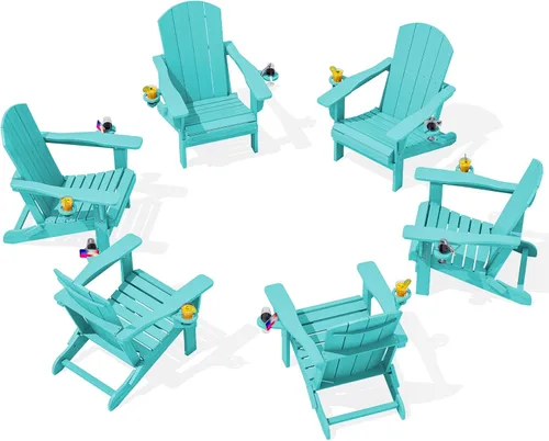 Miniatura 33 de SERWALL Silla Adirondack con portavasos – Juego de 2 sillas Adirondack compuestas para exteriores de polietileno de alta densidad para todo