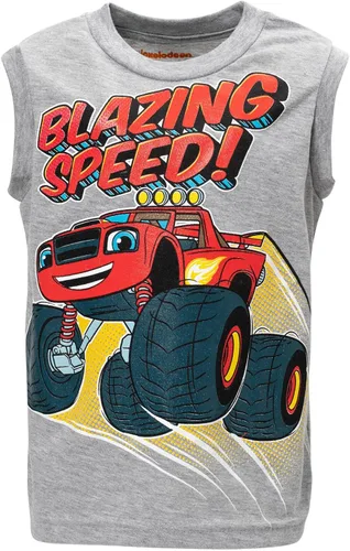 Miniatura 5 de Blaze and the Monster Machines Stripes Zeg - Camiseta sin mangas y pantalones cortos de ciclismo de rizo francés, juego de 3 piezas de niño a niño