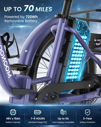 Miniatura 3 de MOONCOOL Electric Tricycle for Adults, 500W/750W Folding Electric Trike for Adults, 20"x3.0" Fat Tire 3 Wheel Electric Bike, Aluminum Frame