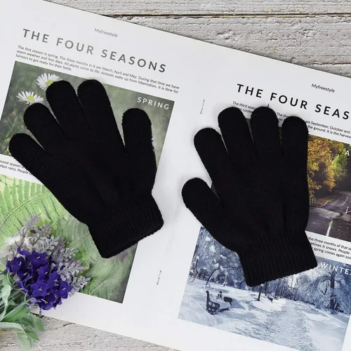 Miniatura 5 de MENOLY 8 pares de guantes de invierno para niños guantes de punto para niños cálidos y elásticos para niñas y adolescentes