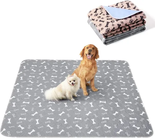 Miniatura 9 de Eterish Almohadillas reutilizables lavables para orina de perros, grandes/extra grandes 36' x 41', paquete de 2, almohadillas absorbentes para Gris
