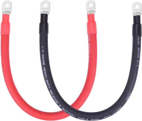 Miniatura 28 de Cable de batería flexible de 1/0 AWG con terminales de 3/8" - Alambre de cobre puro OFC para inversor y soldadura para automotriz, solar, RV