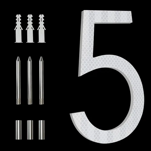 Miniatura 16 de Números Reflectantes de 8 Pulgadas para Dirección en Casa, Números de Casa Modernos de Metal Negro para Dirección en la Calle, Números de Casa