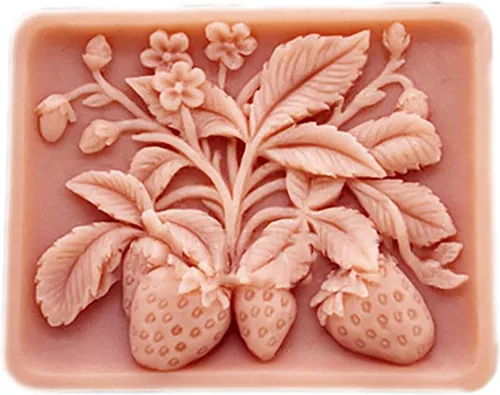 Molde de jabón de silicona para hacer jabón, manualidades, hecho a mano, chocolate, caramelo, pastel, flor de fresa (14448)