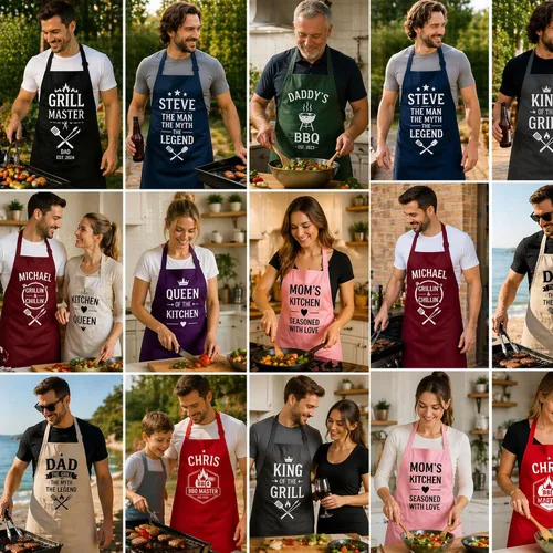Miniatura 5 de CRAZYDAISYWORLD Delantales de tamaño estándar con diseño de nombre de texto personalizado unisex