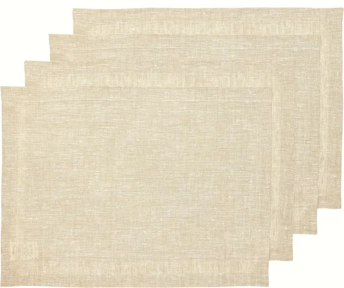 Miniatura 29 de Solino Home Athena - Juego de 4 manteles individuales cuadrados de lino natural claro de 14 x 14 pulgadas, manteles individuales 100 % lino puro