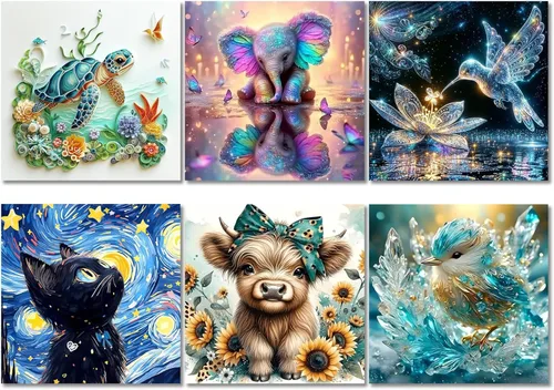 Miniatura 11 de Muzagroo Art Paquete de 4 Kits de Pinturas de Diamantes para Adultos Arte de Diamantes 5D DIY con Diamantes Redondos de Perforación Completa