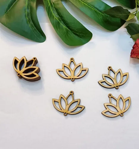 Miniatura 3 de 30 aretes de madera recortados en forma de loto, manualidades de corte láser sin terminar, accesorios de joyería de madera (2 pulgadas)