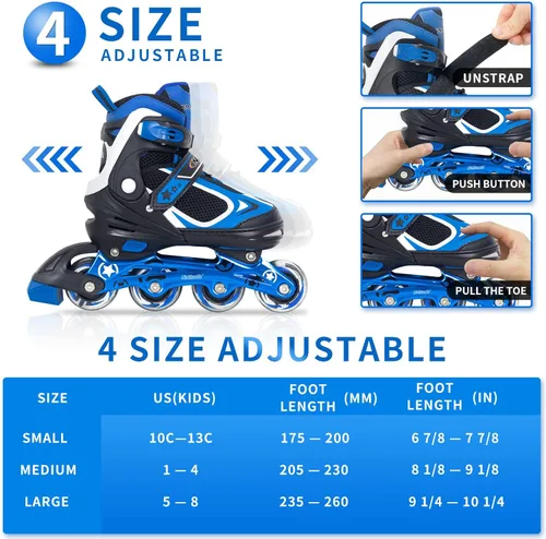 Miniatura 5 de Nattork Blade - Patines para niños con rueda iluminada, para exteriores e interiores, patines negros en línea iluminados para niños pequeños de 5 a