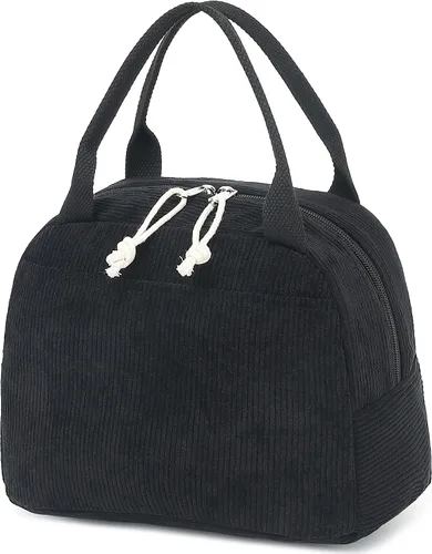 Miniatura 38 de Bluboon Bolsa de almuerzo para mujer, bonita bolsa de almuerzo de pana con correa para el hombro, reutilizable, aislada, gran capacidad