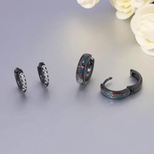 Miniatura 93 de CiNily Aretes Huggie de ópalo con bisagras, chapados en oro, hipoalergénicos, pequeños aretes de aro para mujeres, adolescentes, niñas, hombres