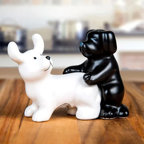 Miniatura 2 de BigMouth Inc Puppy Pound Salero y Pimentero, Blanco