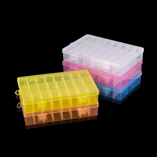 Miniatura 5 de Cajas de almacenamiento ajustables de plástico para joyas, 24 rejillas, caja de almacenamiento, cuentas de exhibición de joyas, aretes organizador