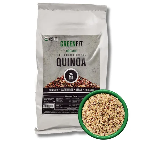 Miniatura 11 de Quínoa Royal Orgánica Tri-Color de Greenfit Sin GMO, Sin Gluten, Vegana y Orgánica Proteína Completa, Alta Fibra, Quinoa Tri-Color Baja