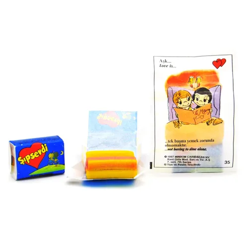 Miniatura 3 de Love Is (Sipsevdi) Goma de Mascar, goma de azúcar con sabor a banana y fresa, de Love Is (Sipsevdi) 1 paquete de 100 piezas