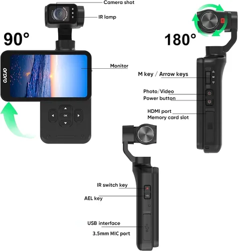 Miniatura 6 de ORDRO M5 Handheld Gimbal Camcorder 3-Axis Stabilization 3.5'' Rotating Touch Screen Fack Tracking Wide Angle Long Battery Life 4K 60FPS