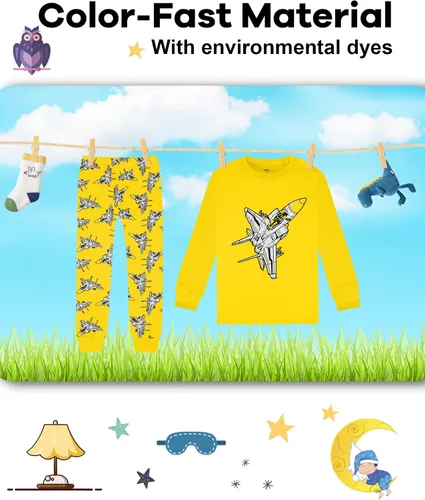 Miniatura 7 de Pijama para niños de 4 piezas, 100% algodón, talla 18 meses a 12 años