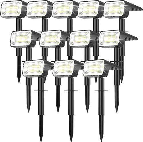 Miniatura 14 de Focos solares para exteriores, impermeables, IP65, [8 paquetes/100 LED/4 modos] 2 en 1, focos solares de paisaje, encendido/apagado automático