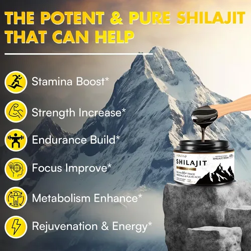 Miniatura 2 de Resina Shilajit, Shilajit orgánica del Himalaya, 600 mg de potencia de grado oro, Shilajit para hombres y mujeres con más de 85 minerales y ácido