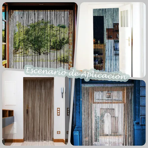 Miniatura 6 de YaoYue Cortina de Hilos con Cuentas para Puerta, Cortinas de Hilos para Puerta, con Borlas, Cuentas, Franja Colgante, Divisores de Habitación