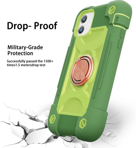 Miniatura 5 de Funda para iPhone 11 de 6.1 pulgadas con soporte de anillo, con 2 protectores de pantalla de vidrio, resistente a los golpes, resistente a