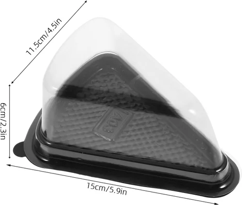Miniatura 4 de KICHOUSE 10 piezas de caja de mousse triangular de plástico con tapa transparente, recipiente de pastel reutilizable de grado alimenticio