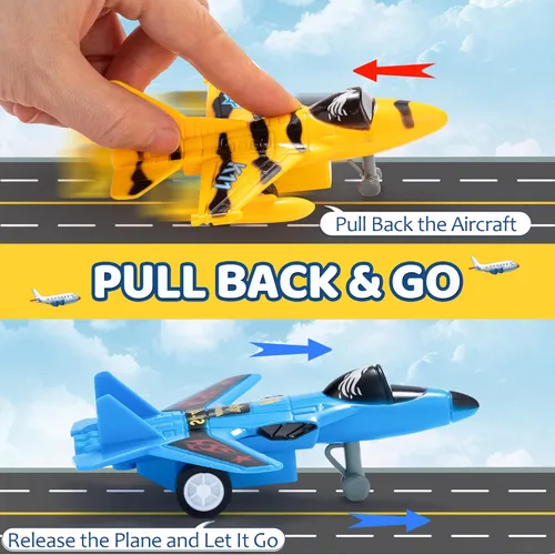 Miniatura 8 de JOYIN 34 piezas de vehículos de avión de tracción, juego de aviones, aviones incluyendo helicópteros, camiones de juguete vehículos de juguete
