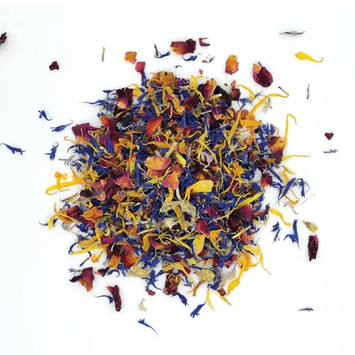 MagJo Naturals Mezcla Brillante de Pétalos de Flores - Mezcla comestible de pétalos de caléndula, aciano azul y rosa, todos naturales, de grado