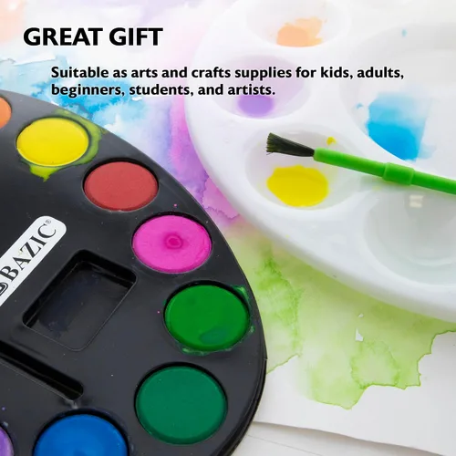 Miniatura 4 de BAZIC - Juego de acuarela con pincel, 12 colores no tóxicos, para diversión de pasatiempos, suministros de arte de colores vibrantes, regalo