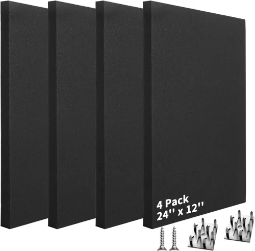 Miniatura 14 de Art3dwallpanels 4 PCS Paneles Acústicos, 24''x12'' Paneles de Pared de Tela Insonorizados, Paneles de Absorción de Sonido de Montaje Fácil con Gris