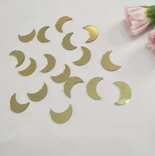 Miniatura 3 de 100 piezas de mosaico de espejo en forma de luna, mini mosaico de vidrio, mosaico de espejo para manualidades, azulejos de bricolaje para arte