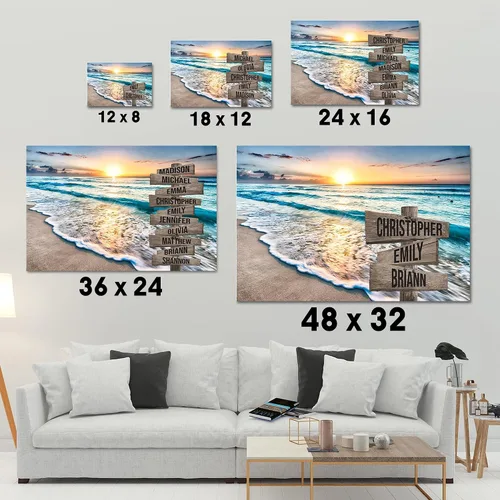 Miniatura 6 de My Soul & Spirit - Lienzo personalizado con varios nombres y colores de atardecer en el océano, lienzo personalizado Crossroads para pared a
