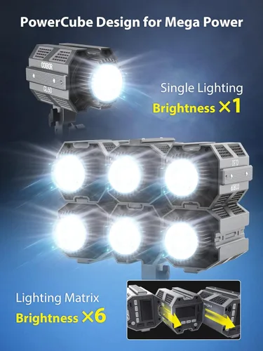 Miniatura 6 de Colbor CL60+VM2 65W COB Luz continua 2700K-6500K Luz de video LED con adaptador de montaje en V y cable D-Tap a Tipo-C, luz diurna con aplicación
