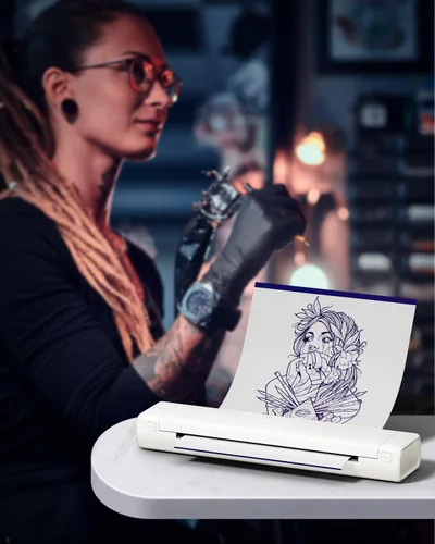 Miniatura 9 de COLORWING M08F - Impresora inalámbrica portátil de plantillas de tatuajes, máquina térmica sin tinta Bluetooth para plantillas de tatuajes con 10