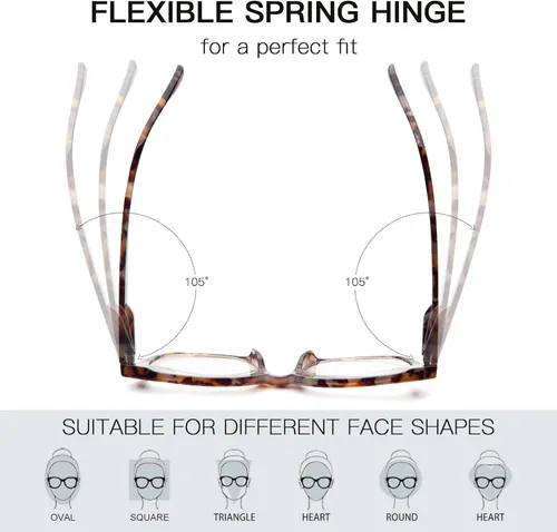 Miniatura 6 de Lentes de lectura para mujer, estilo Oprah, cuadrados, con bloqueo de luz azul y bisagra de resorte, anteojos cuadrados para computadora