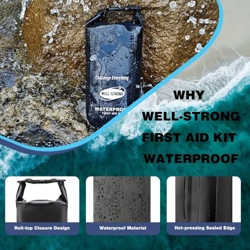 Miniatura 2 de Kit de Primeros Auxilios Impermeable con Tapa Enrollable para Barco, Kit de Emergencia con Contenidos Impermeables para Pesca, Kayak, Canotaje