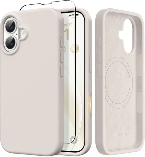 Miniatura 117 de GONEZ Funda de silicona para iPhone 14 Pro Max, compatible con MagSafe, con protector de pantalla + protector de lente de cámara, silicona líquida a