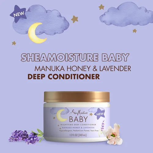 Miniatura 4 de SheaMoisture - Acondicionador profundo para bebé, miel de manuka y lavanda para cabello delicado y piel nocturna, régimen de cuidado de la piel