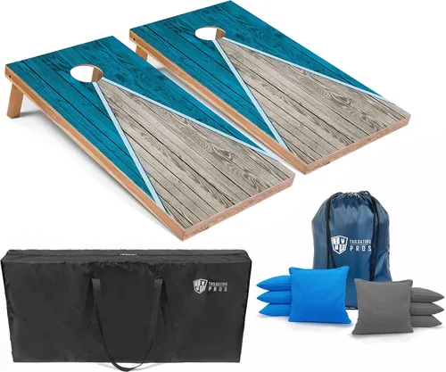 Miniatura 71 de Tailgating Pros Juego de tablero de Cornhole ligero con diseño piramidal con bolsas de frijoles y estuche de transporte, juego de cornhole