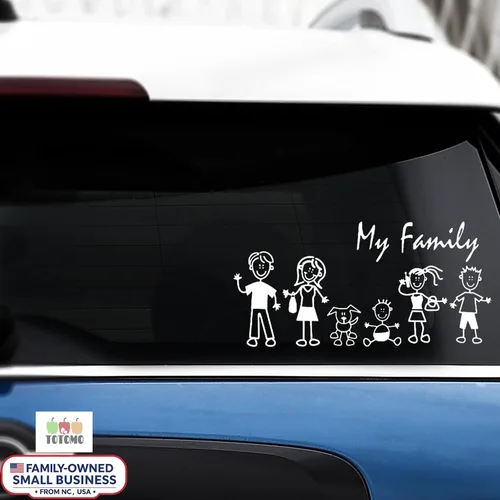 Miniatura 6 de TOTOMO Calcomanía Familiar para Ventana de Coche y Parachoques, Mascota, Perro, Gato, Pez, Conejo, Pájaro, Figura de Palo Mi Familia – Elige hasta