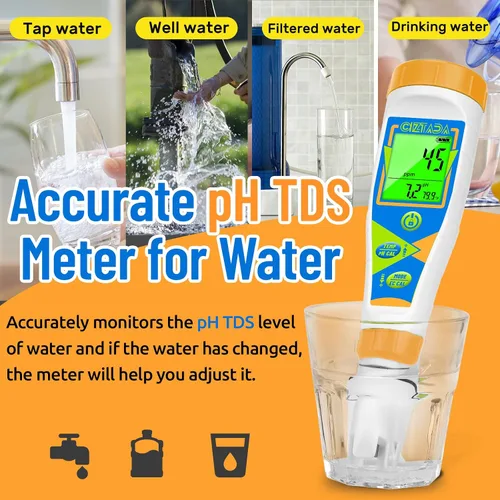 Miniatura 4 de Probador digital de pH para agua pH EC PPM medidor para nutrientes hidropónicos con solución de calibración 1413μs/cm pH conductividad TDS Medidor