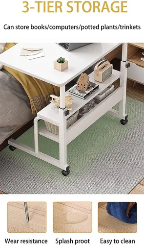 Miniatura 7 de Mesa de escritorio movible para espacios pequeños, práctico escritorio portátil para computadora, ajustable, para la oficina en casa, mesita