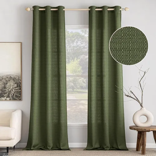 Miniatura 12 de MIULEE Cortinas texturizadas de lino sintético marrón natural de 84 pulgadas de largo, juego de 2 paneles para sala de estar y dormitorio, tejido