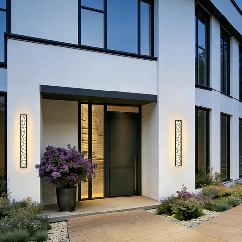 Miniatura 8 de Luces de Pared al Aire Libre 30cm Apliques de Pared Modernos LED Apliques de Pared Largos Luz de Porche Frontal Negra Impermeable Luz de Pared LED