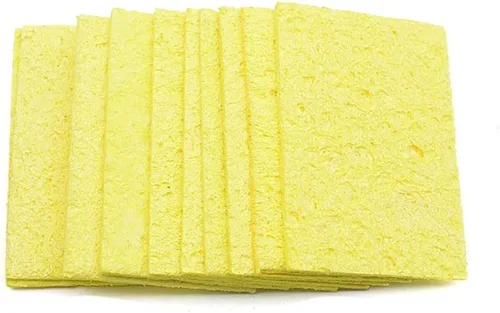 Reemplazo de esponja de limpieza de soldador, almohadillas limpias, rectángulo, amarillo, 2.008 in x 1.378 in, paquete de 10