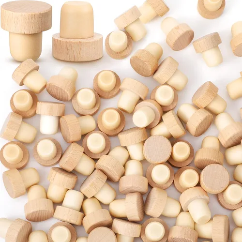 Yalikop 96 Piezas de Tapones de Corcho en Forma de T Reutilizables de Madera y Goma para Botellas de Vino y Cerveza