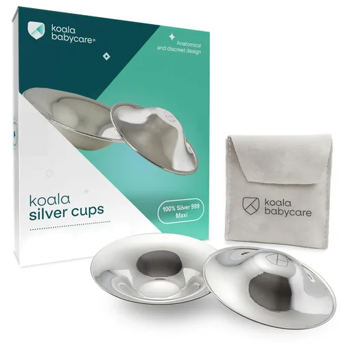 Koala Babycare The Original - Tazas de lactancia 100% plateadas, protectores de pezones para lactancia, productos esenciales para lactancia materna,