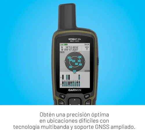 Miniatura 4 de Garmin GPSMAP 65s, Dispositivo portátil operado por botón con altímetro y brújula, soporte ampliado de satélites y tecnología multibanda, pantalla a