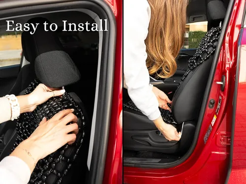 Miniatura 3 de Zento Deals Funda para Asiento con Cuentas de Madera Negra Royal, Cojín de Confort Premium con Masaje Fresco - Reduce la Fatiga en el Coche, Camión