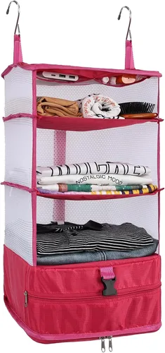 Miniatura 12 de Surblue Bolsa de Almacenamiento Colgante para Armario Plegable de 3 Estantes de Tela Oxford Lavable con 2 Ganchos